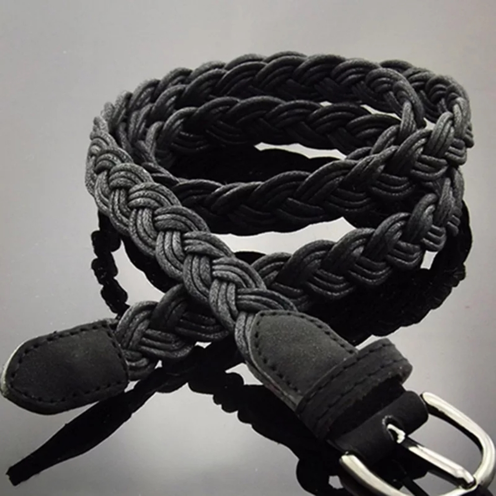 3 Pack: Braided Skinny Belt -2  Black, 1 Brown